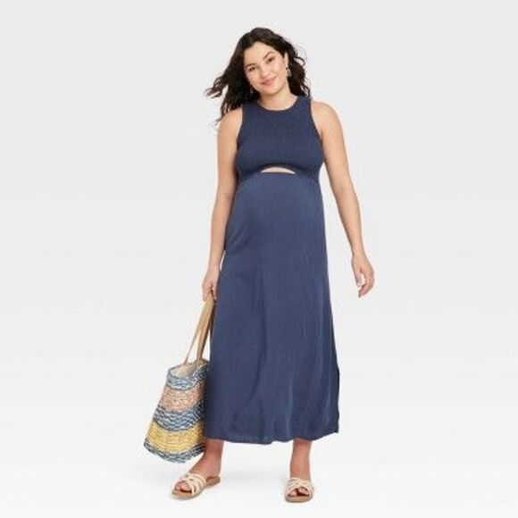 Smocked Cut Out Maxi Maternity Dress - Isabel Maternity by Ingrid & Isabel - Picture 2 of 2